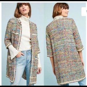 Anthropologie Multicolor Tweed Coat